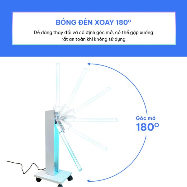 Đèn UVC khử trùng phòng di động Dr.Air UV-60W 7 n bong den xoay 180 do uv 60w