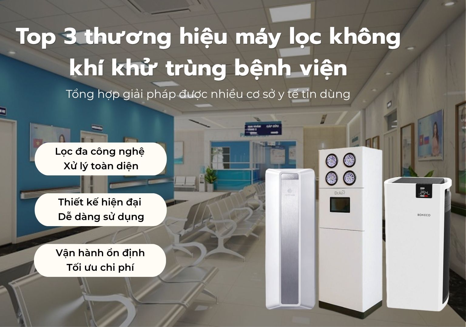 Top 3 thương hiệu máy lọc không khí khử trùng bệnh viện được nhiều cơ sở y tế tin dùng
