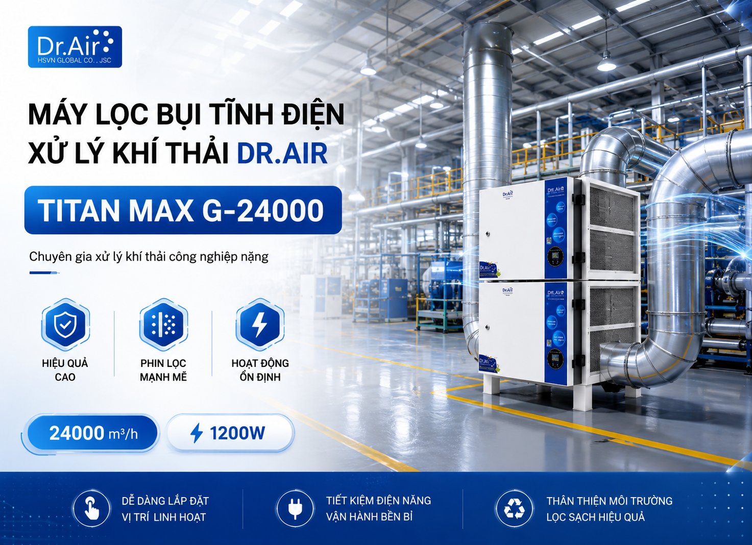 Máy lọc tĩnh điện xử lý khí thải Dr.Air Titan Max-G24000 4 7d54a77b d0ca 4079 94ec 9db57aa9ccfa