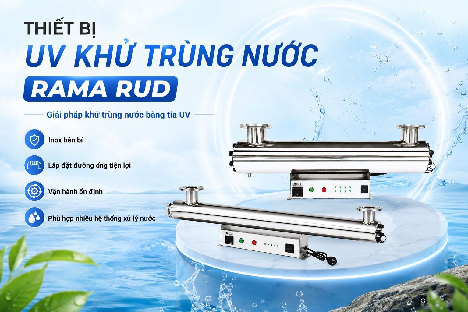 Thiết bị UV khử khuẩn nước RUD-2B150W – Giải pháp kiểm soát vi sinh cho nhà máy sản xuất đồ uống