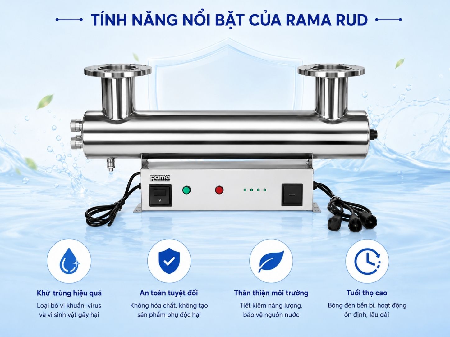 Vì sao nhiều doanh nghiệp ưu tiên thiết bị UV khử khuẩn nước Rama RUD-4B150W?